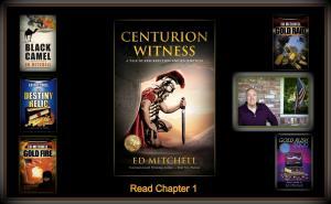 The book Centurion Witness is surrounded by other publications and its author Ed Mitchell