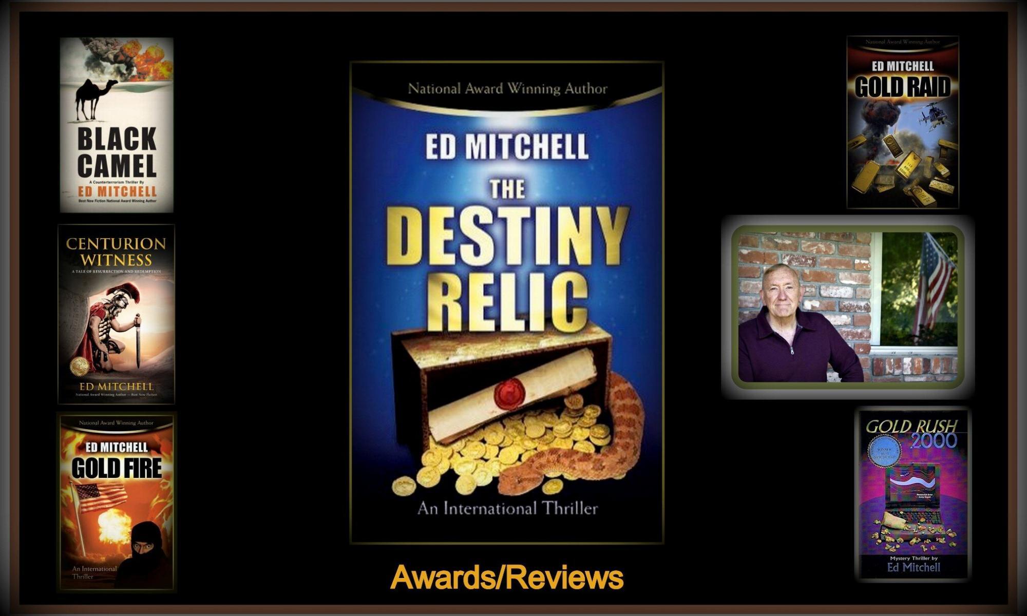 The book The Destiny Relic and surrounding prior and after books by author Ed Mitchell