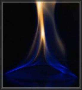 Blue and Orange gaseous type flame.